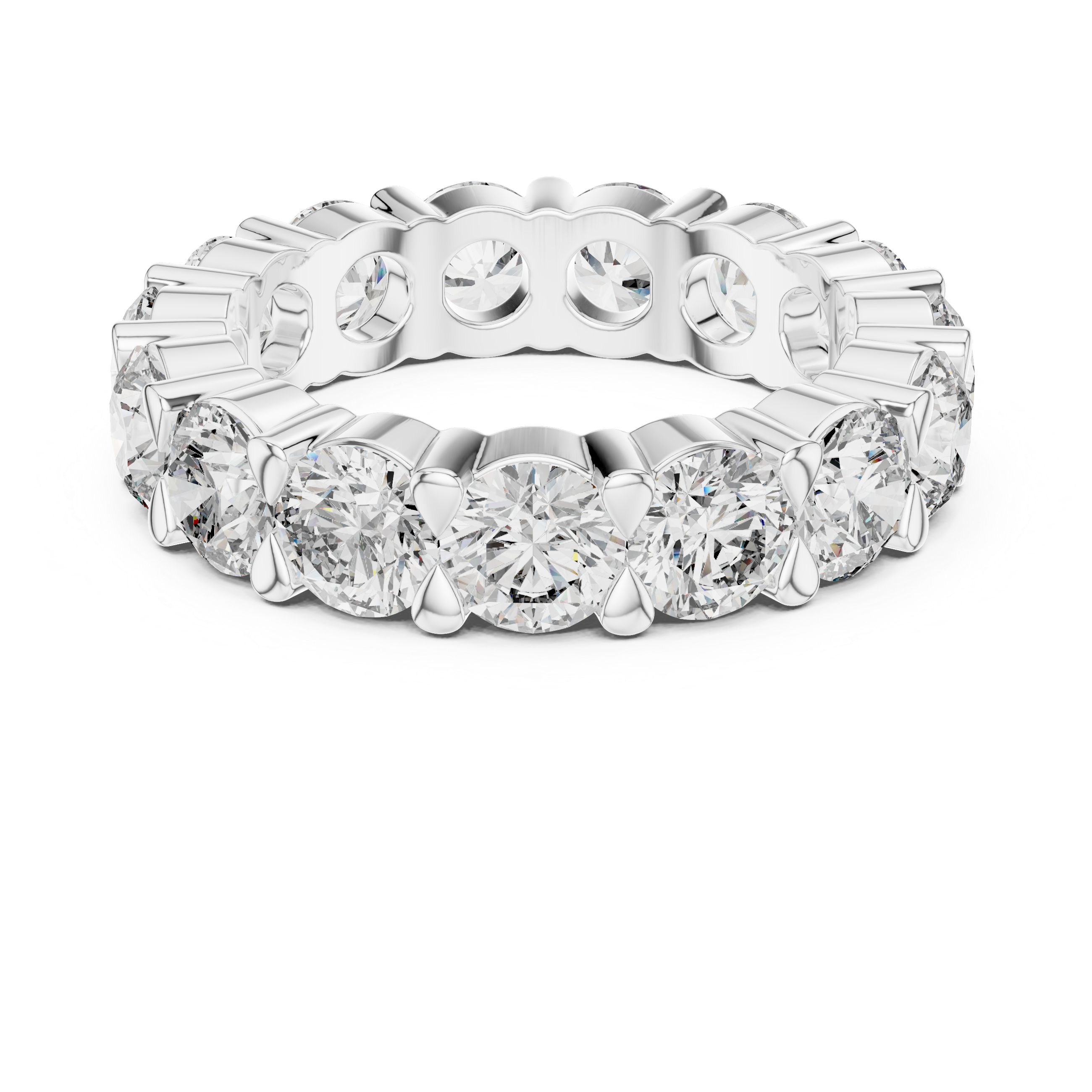 925 Silver Round Moissanite Full Eternity Wedding Band 14K Gold Plated