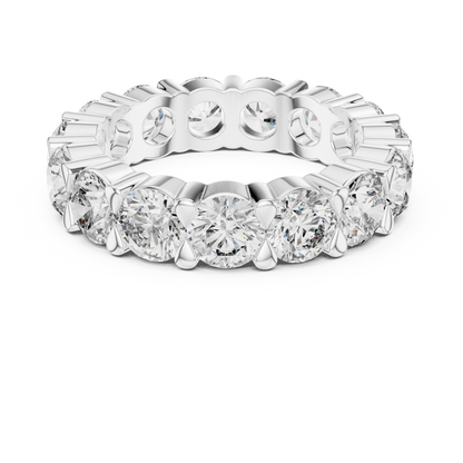 925 Silver Round Moissanite Full Eternity Wedding Band 14K Gold Plated