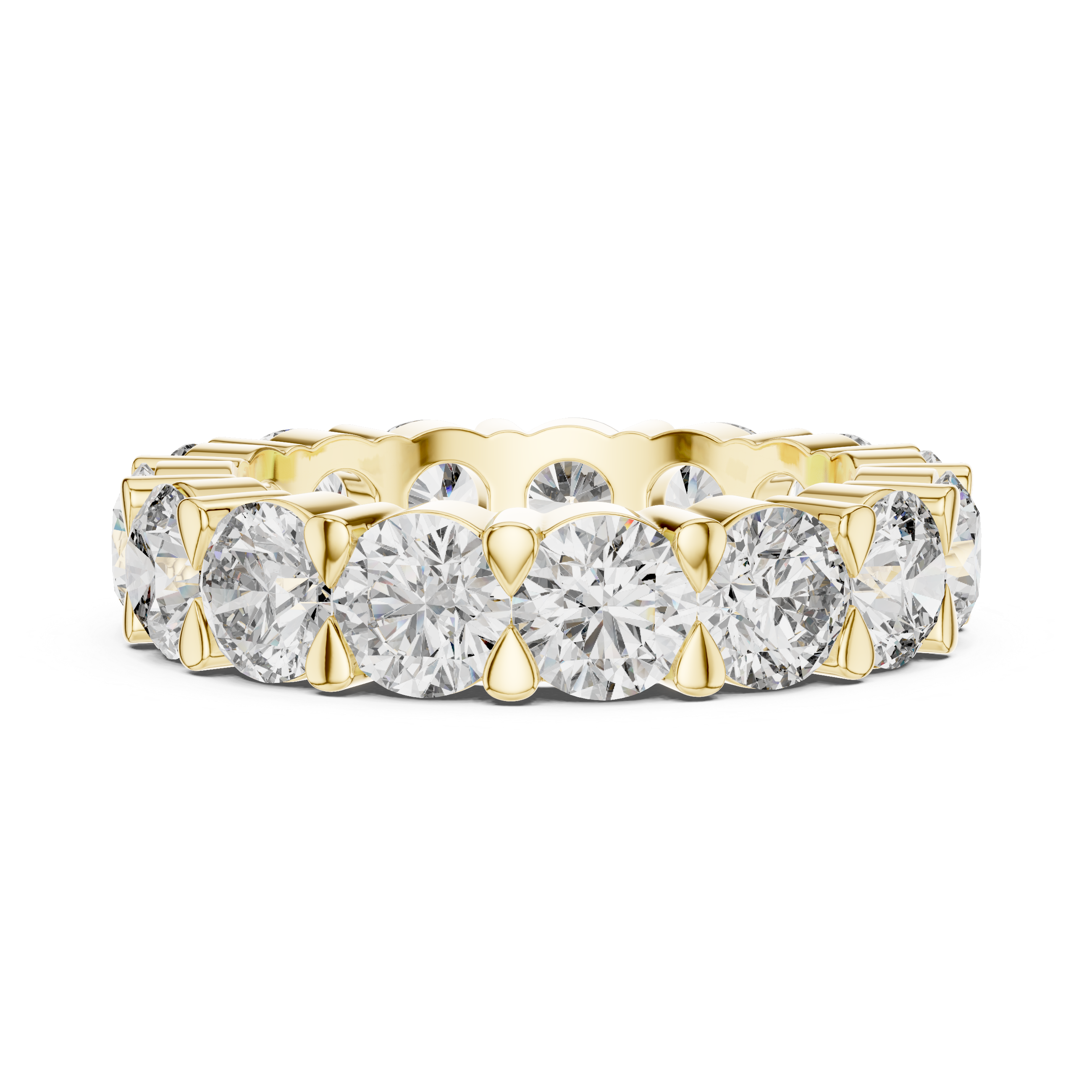 925 Silver Round Moissanite Full Eternity Wedding Band 14K Gold Plated