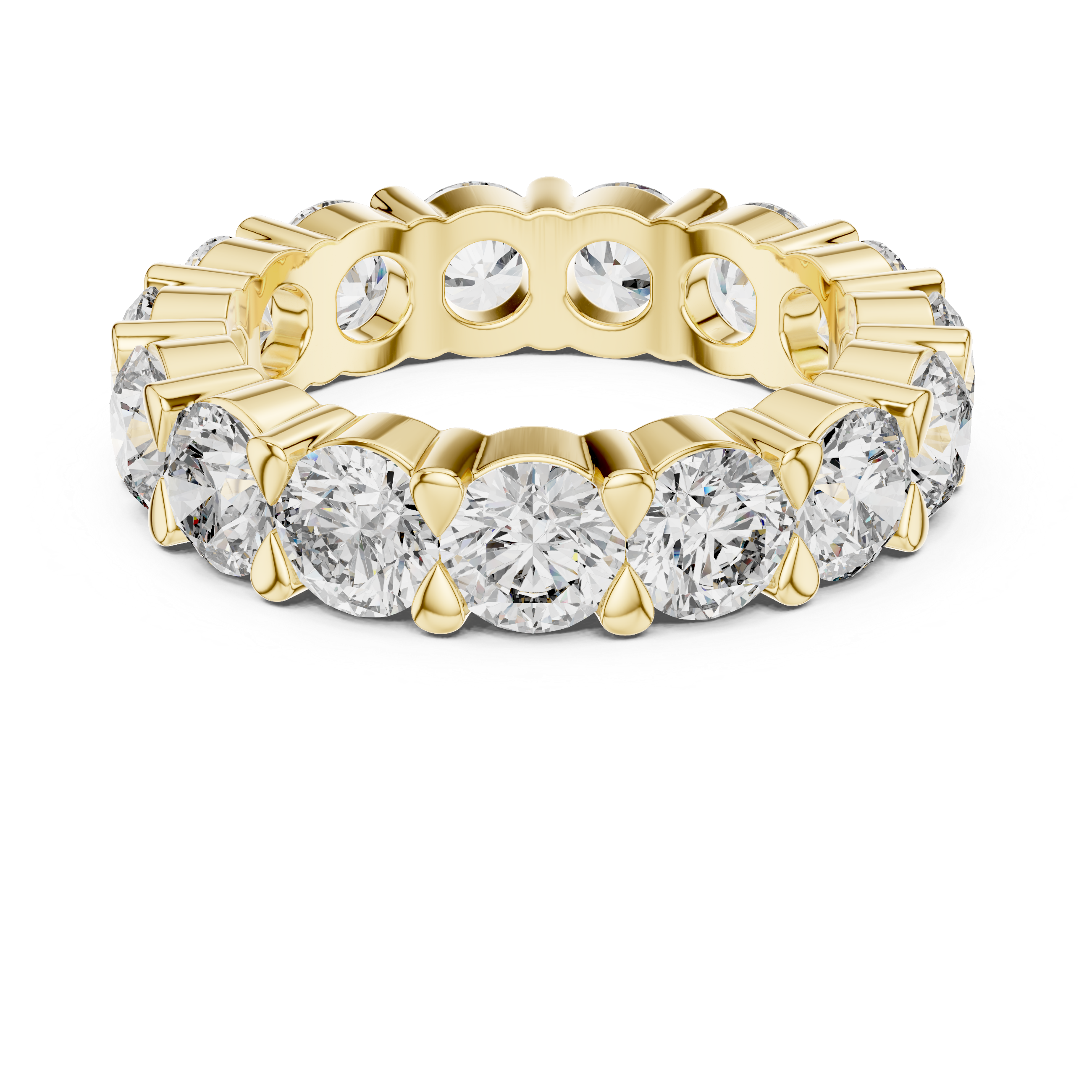 925 Silver Round Moissanite Full Eternity Wedding Band 14K Gold Plated