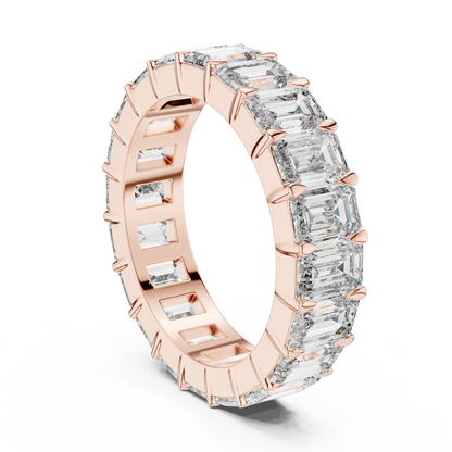 14K Gold Plated 925 Sterling Silver Full Eternity Baguette Moissanite Ring