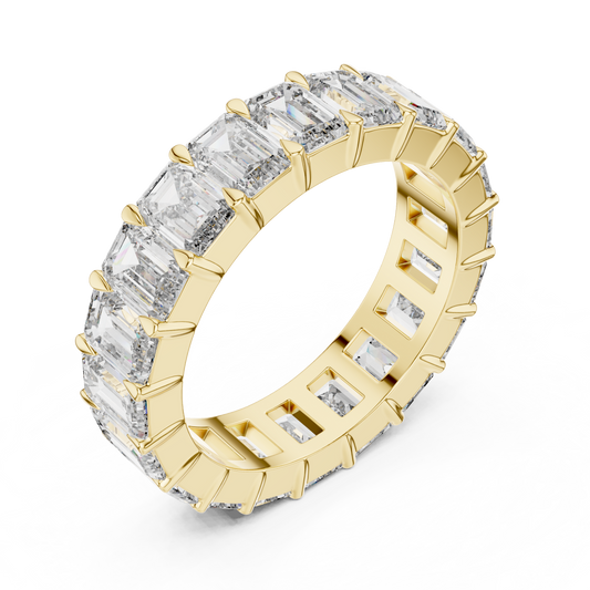 14K Gold Plated 925 Sterling Silver Full Eternity Baguette Moissanite Ring