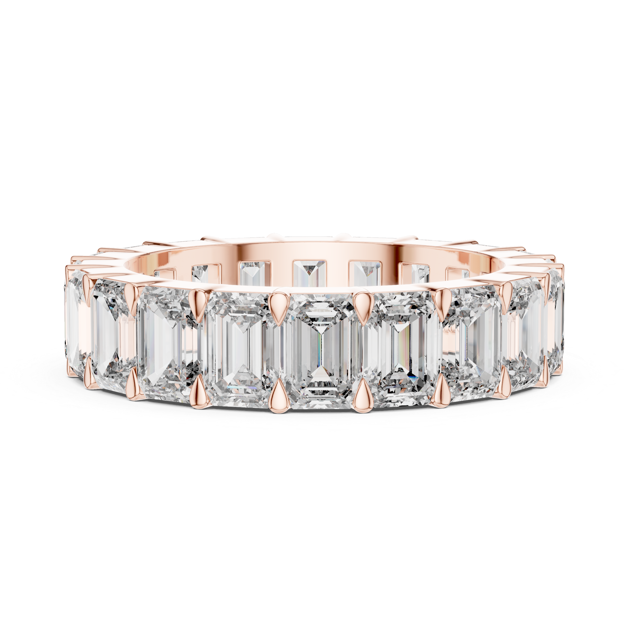 14K Gold Plated 925 Sterling Silver Full Eternity Baguette Moissanite Ring