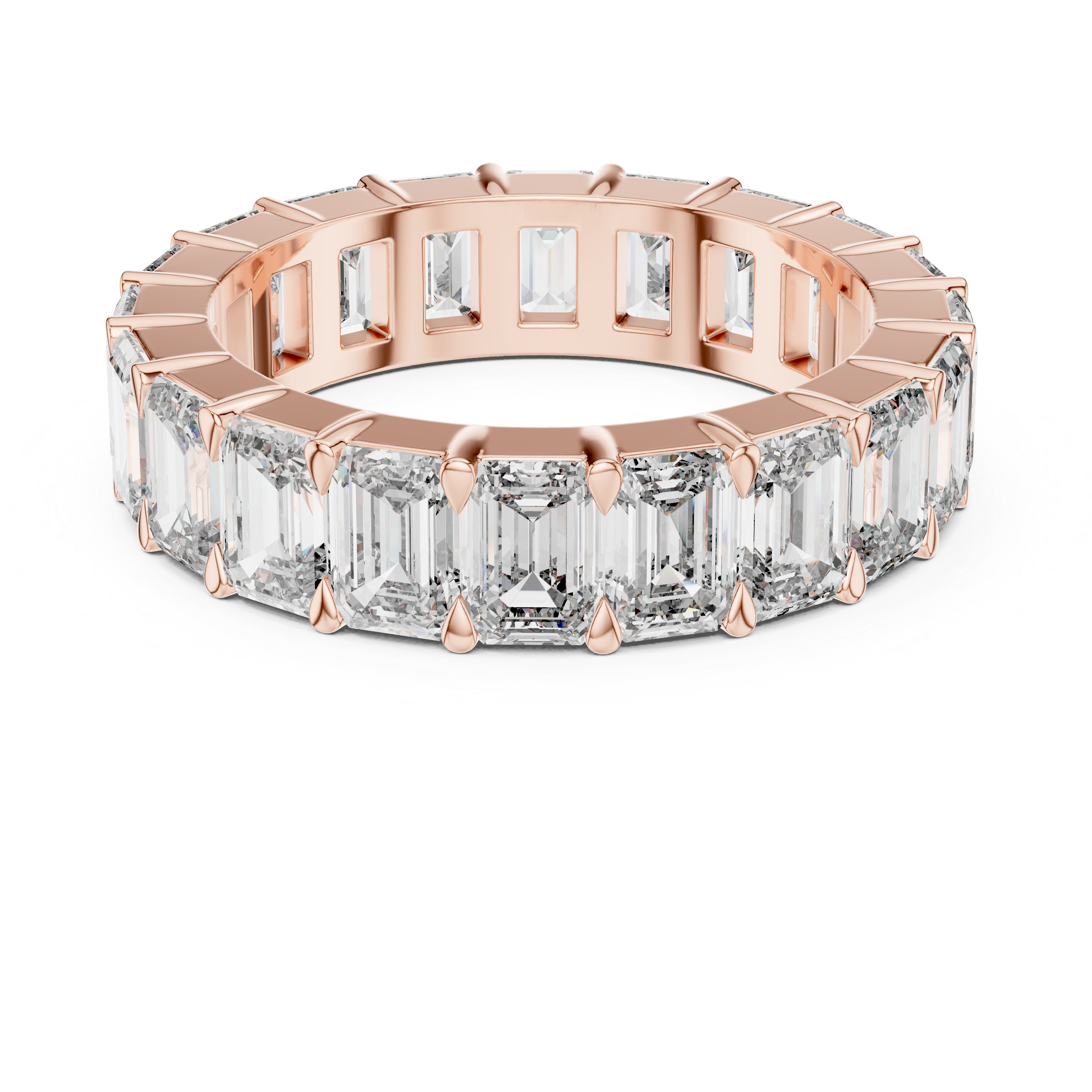 14K Gold Plated 925 Sterling Silver Full Eternity Baguette Moissanite Ring