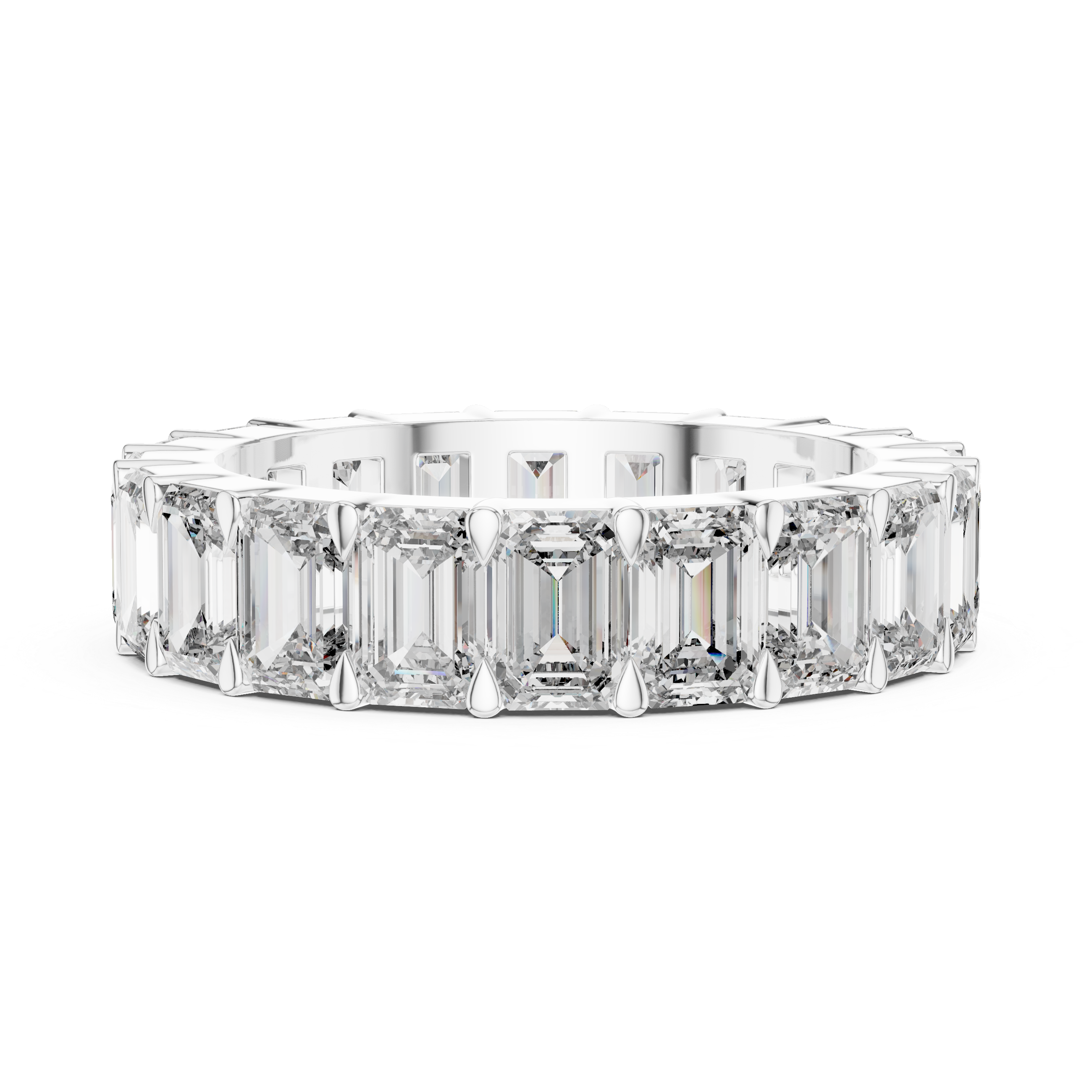 14K Gold Plated 925 Sterling Silver Full Eternity Baguette Moissanite Ring