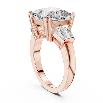 925 Silver Princess Moissanite Engagement Ring 14K Gold Plated