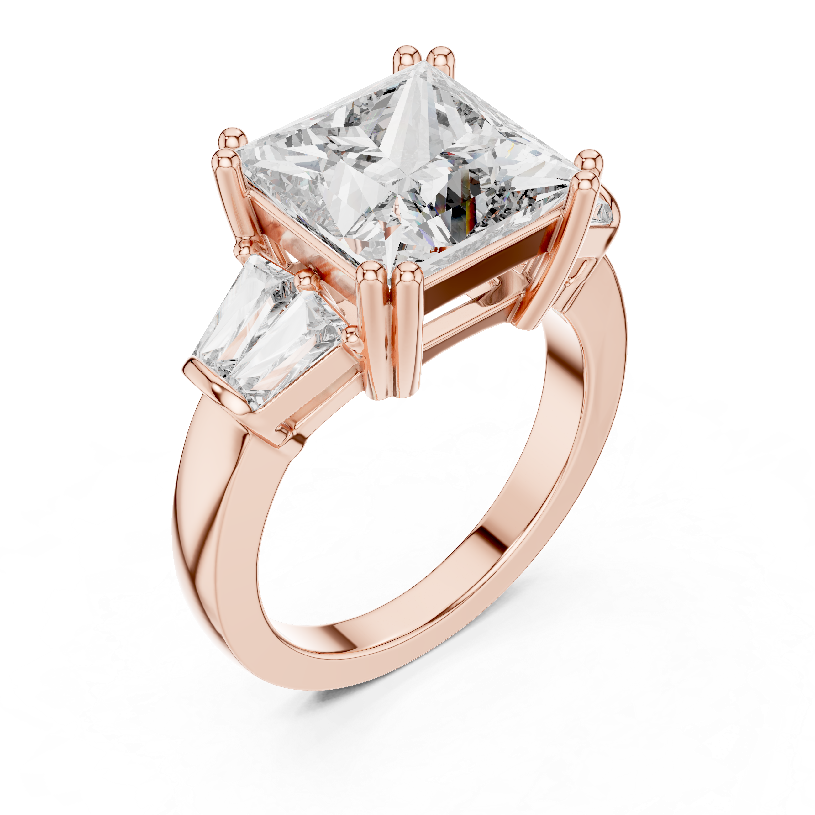 925 Silver Princess Moissanite Engagement Ring 14K Gold Plated