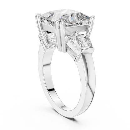 925 Silver Princess Moissanite Engagement Ring 14K Gold Plated