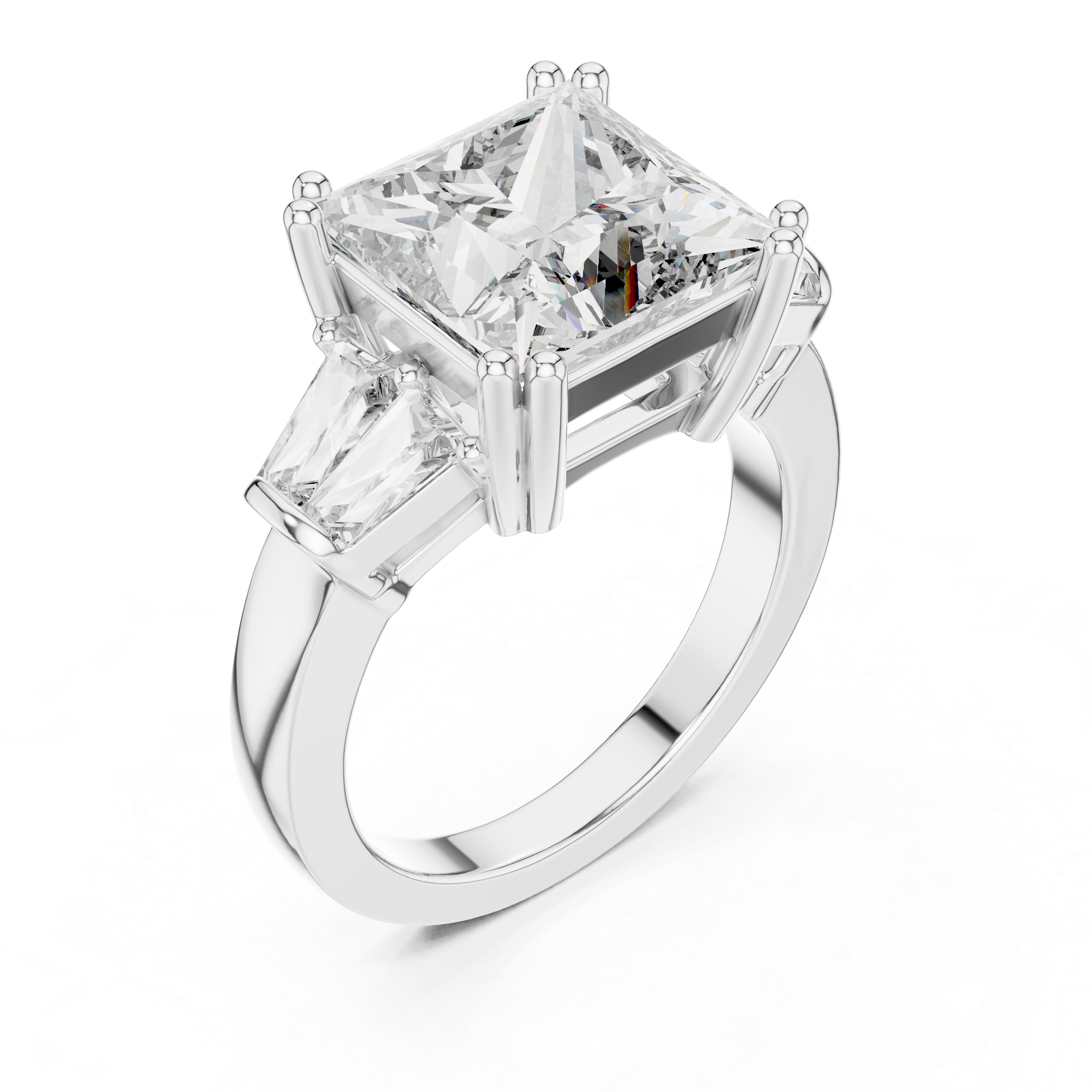 925 Silver Princess Moissanite Engagement Ring 14K Gold Plated