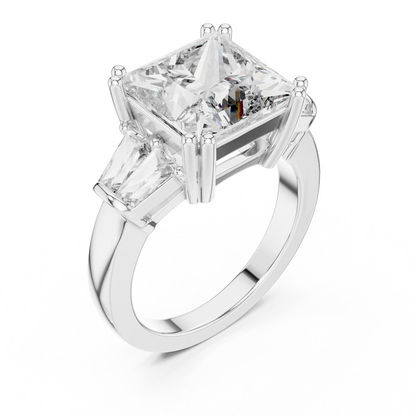 925 Silver Princess Moissanite Engagement Ring 14K Gold Plated