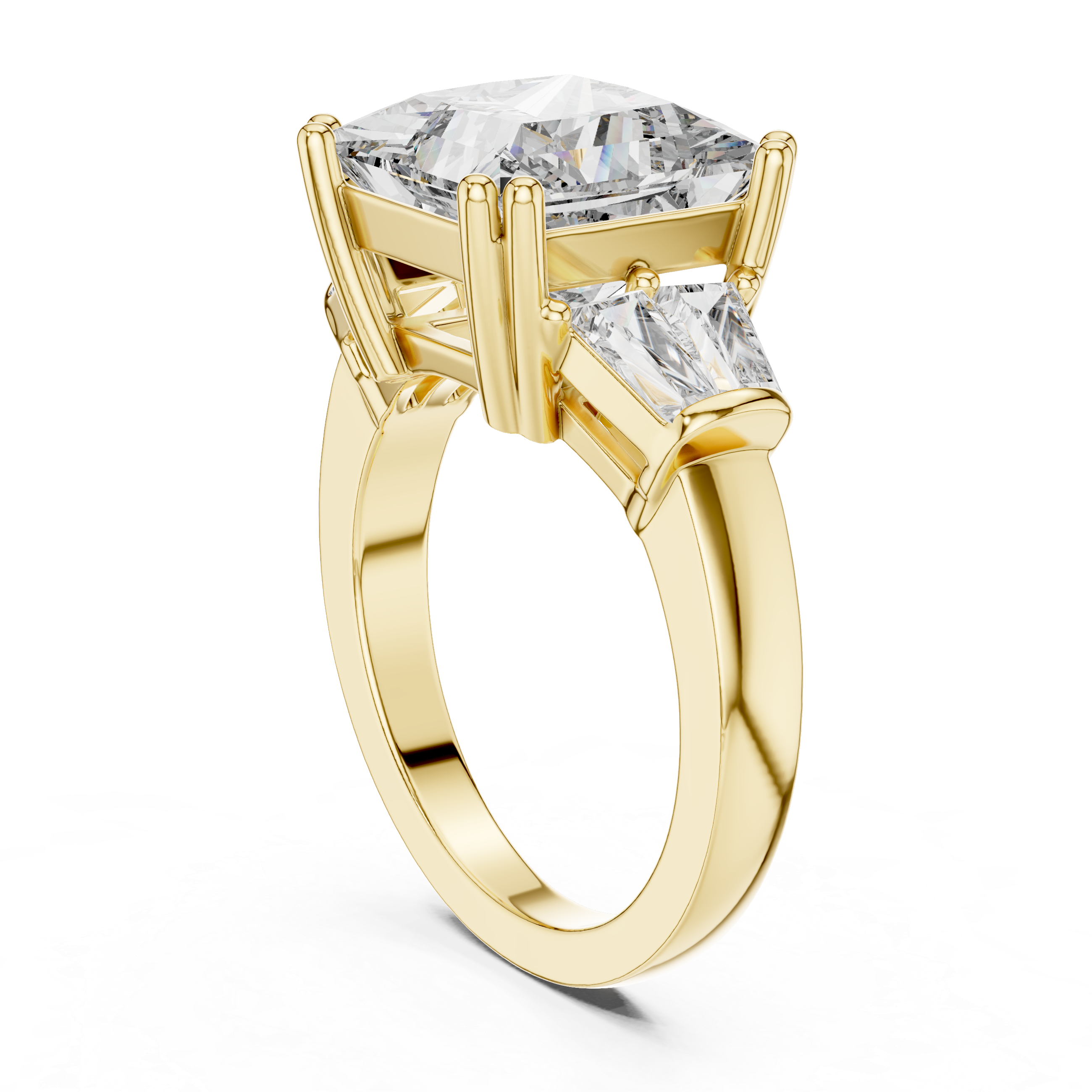 925 Silver Princess Moissanite Engagement Ring 14K Gold Plated