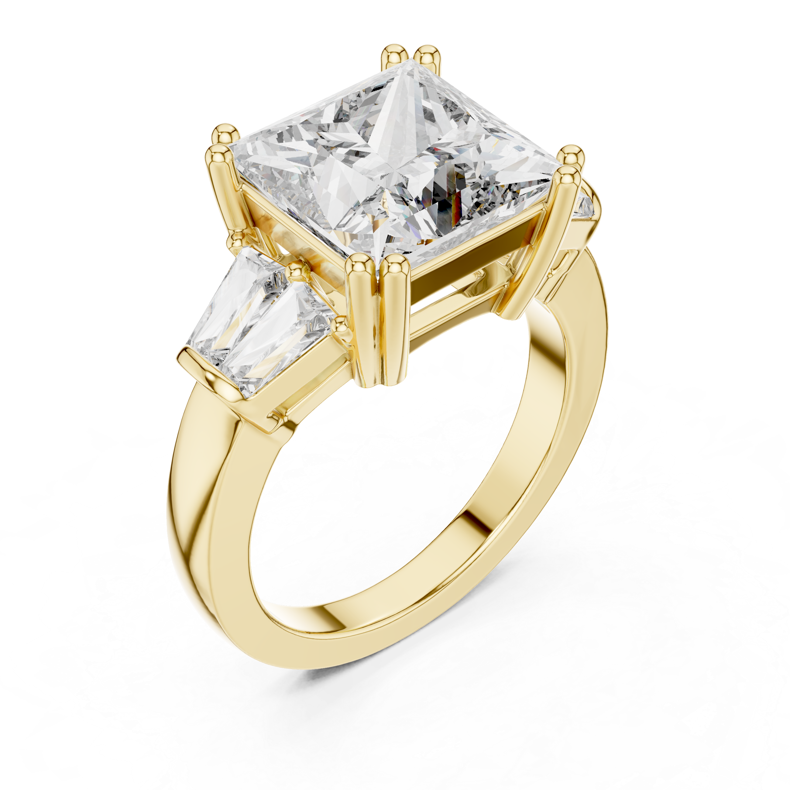 925 Silver Princess Moissanite Engagement Ring 14K Gold Plated