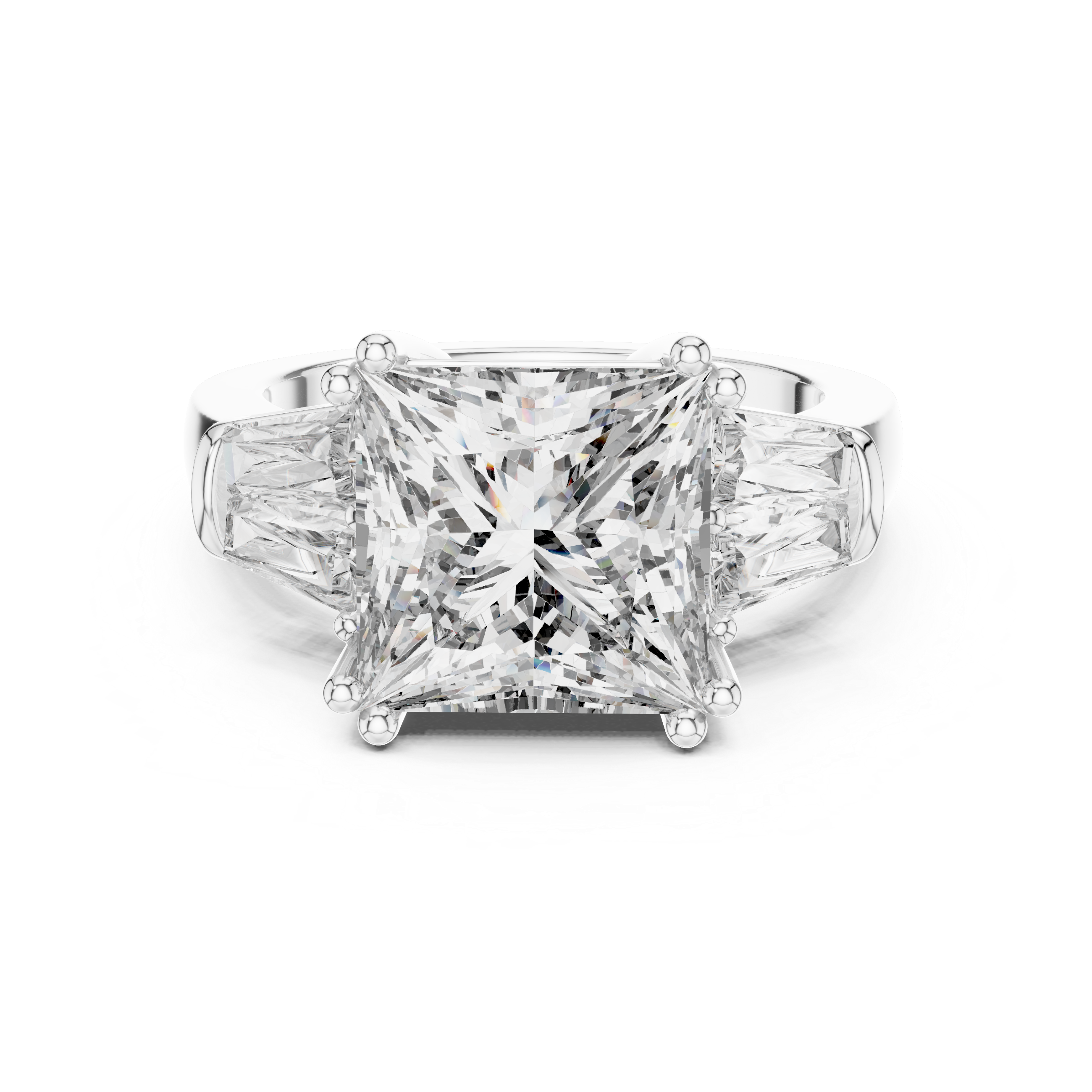925 Silver Princess Moissanite Engagement Ring 14K Gold Plated