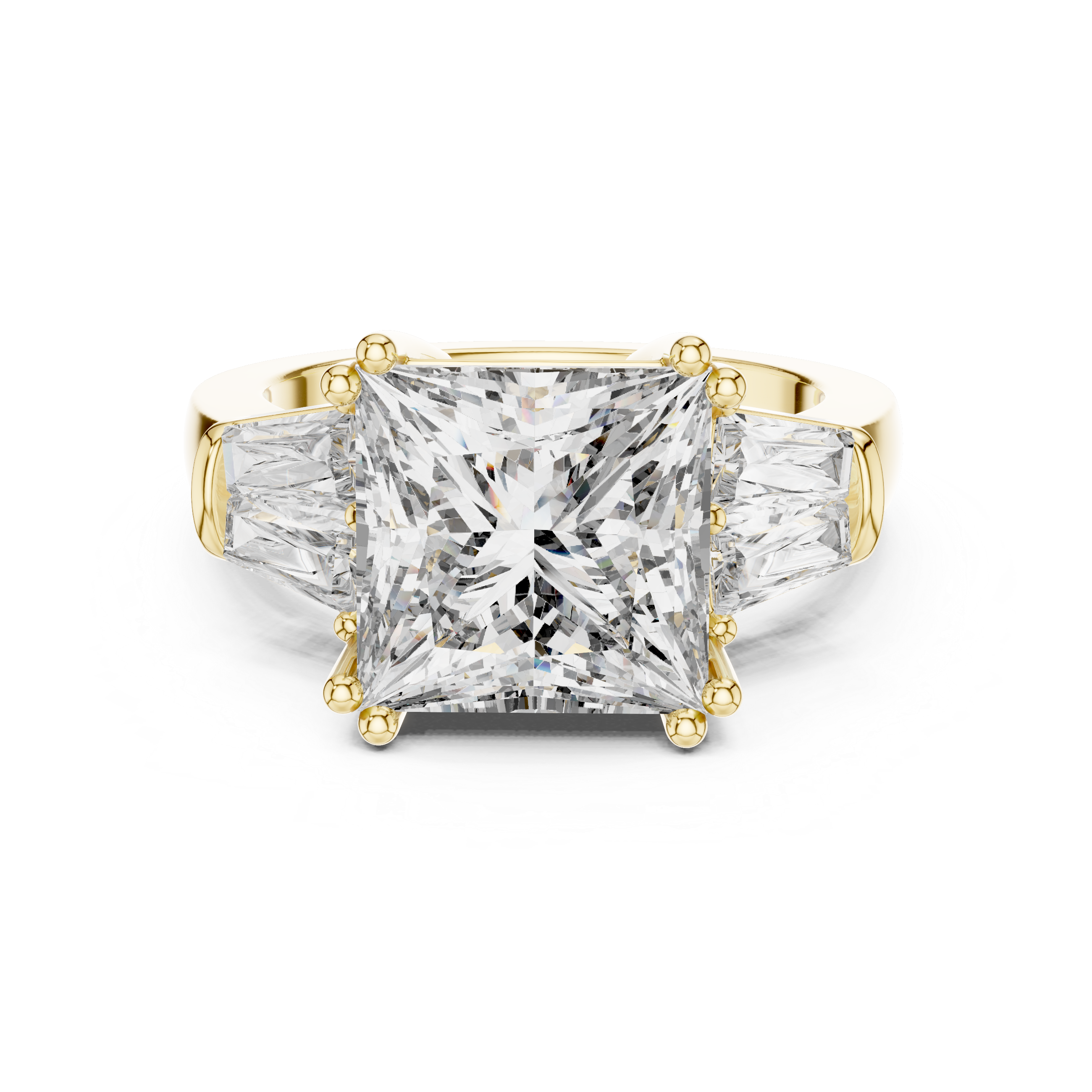 925 Silver Princess Moissanite Engagement Ring 14K Gold Plated