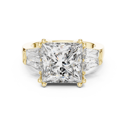 925 Silver Princess Moissanite Engagement Ring 14K Gold Plated