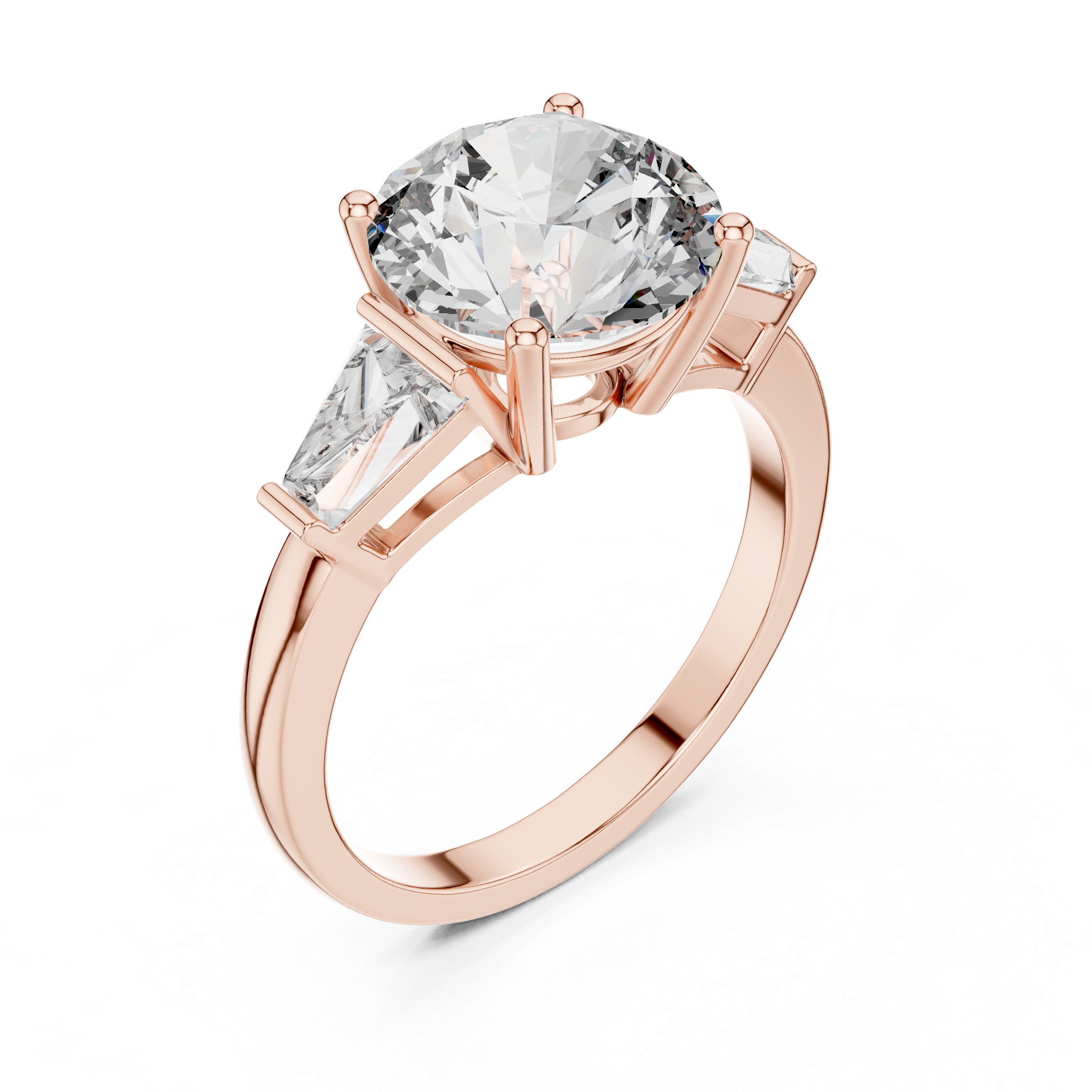 925 Silver Moissanite Three-Stone Engagement Ring 14K Gold Plated