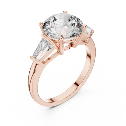 925 Silver Moissanite Three-Stone Engagement Ring 14K Gold Plated