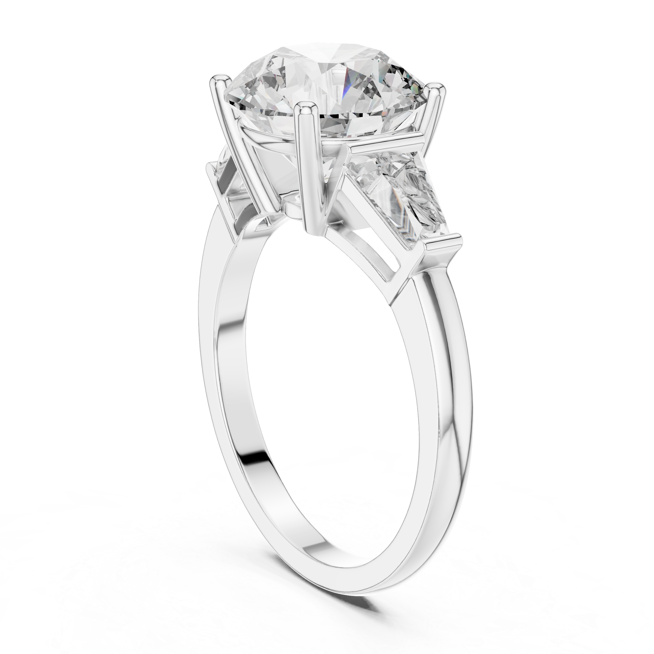 925 Silver Moissanite Three-Stone Engagement Ring 14K Gold Plated