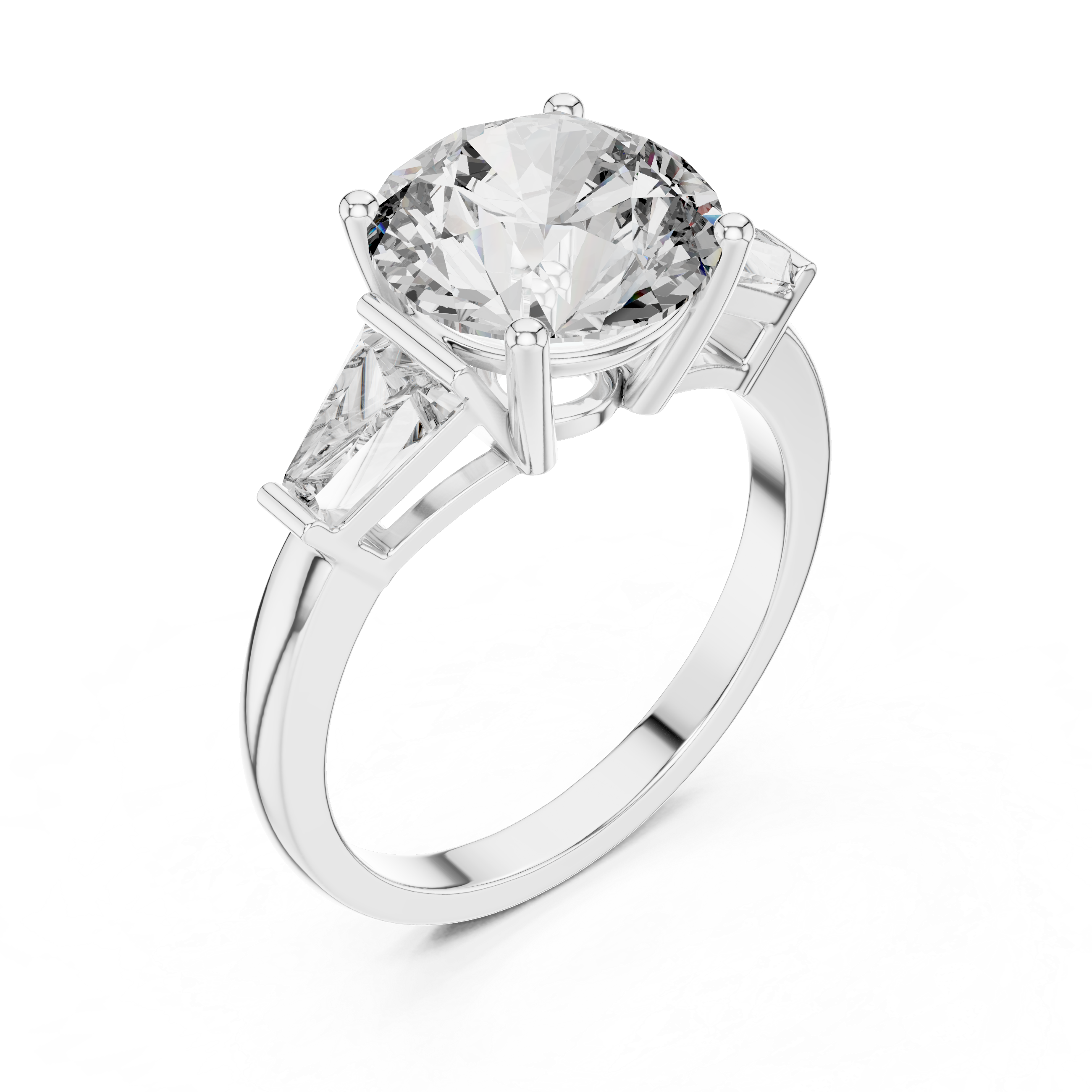 925 Silver Moissanite Three-Stone Engagement Ring 14K Gold Plated