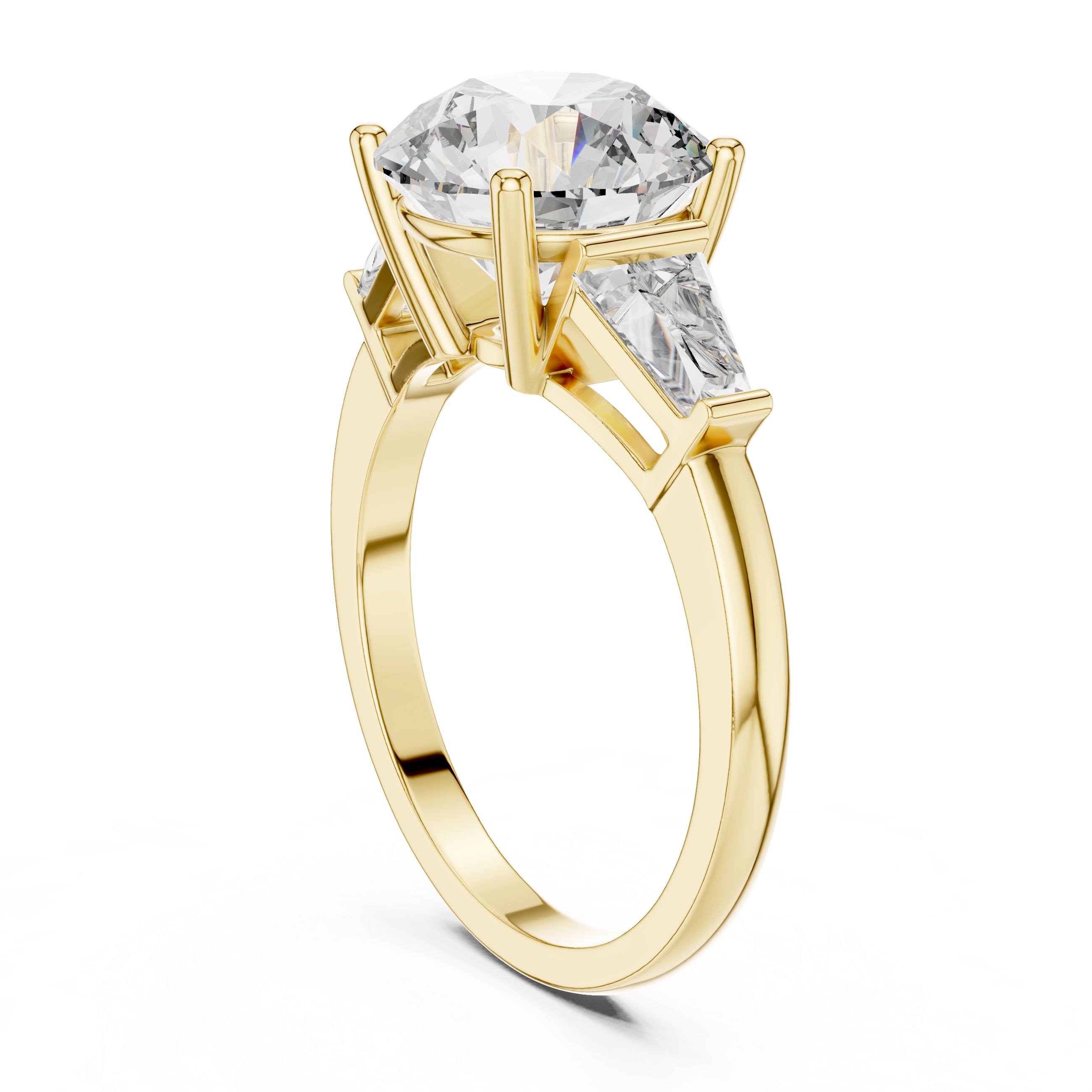 925 Silver Moissanite Three-Stone Engagement Ring 14K Gold Plated