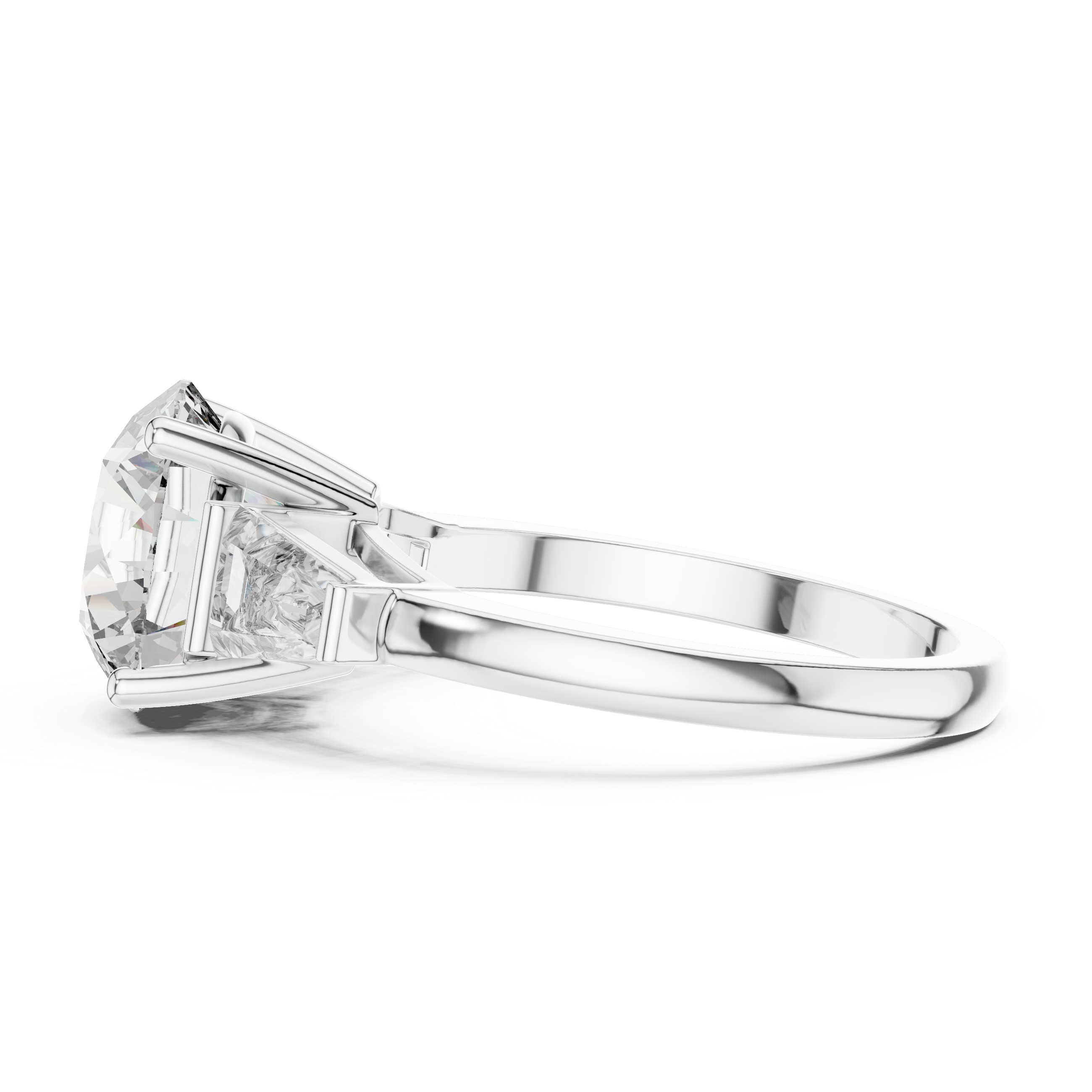 925 Silver Moissanite Three-Stone Engagement Ring 14K Gold Plated