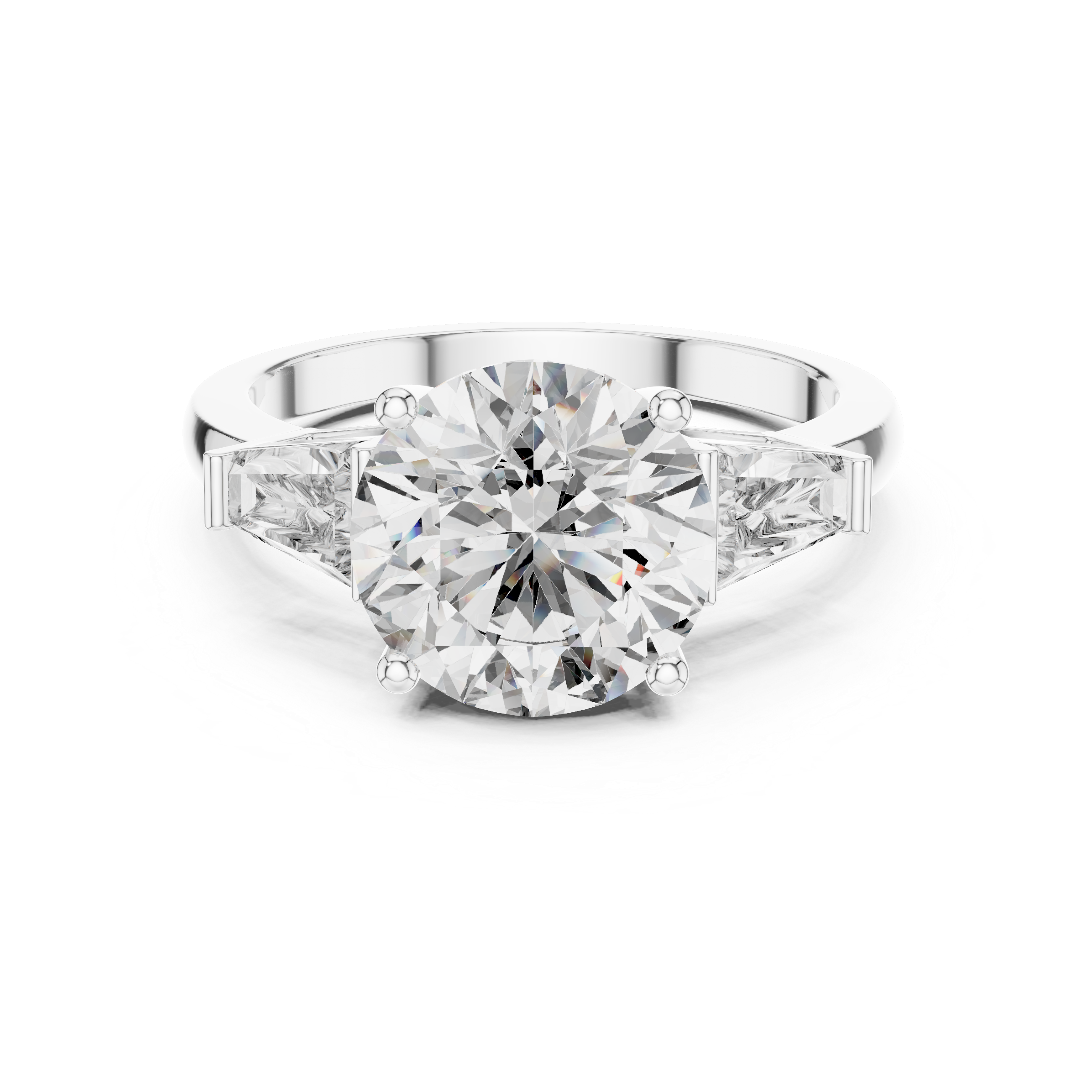 925 Silver Moissanite Three-Stone Engagement Ring 14K Gold Plated