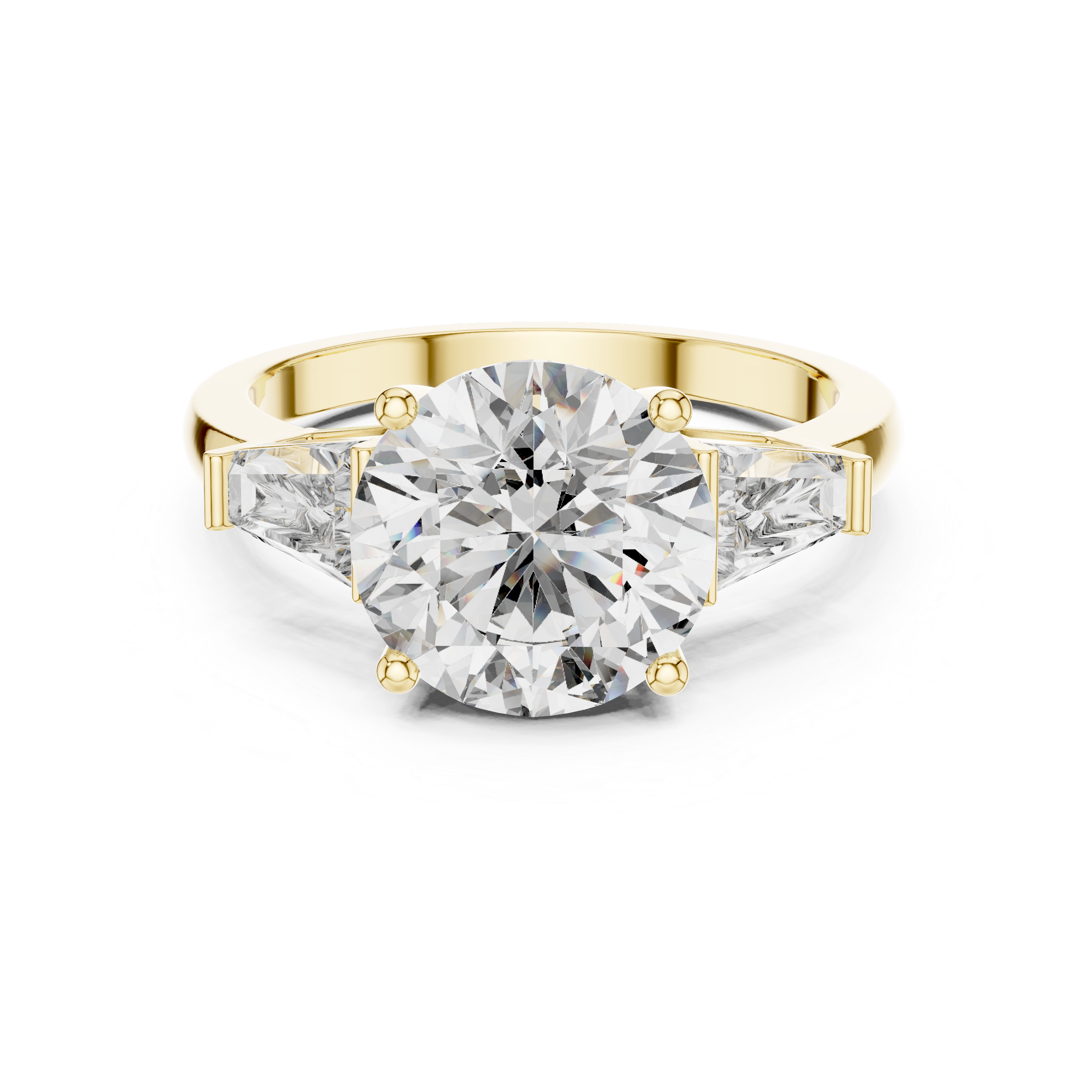 925 Silver Moissanite Three-Stone Engagement Ring 14K Gold Plated