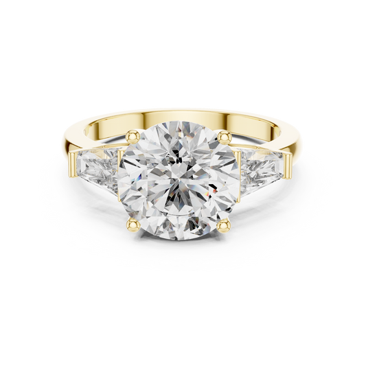 925 Silver Moissanite Three-Stone Engagement Ring 14K Gold Plated