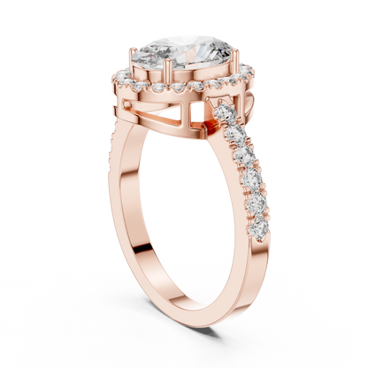 925 Silver Oval Halo Moissanite Engagement Ring 14K Gold Plated