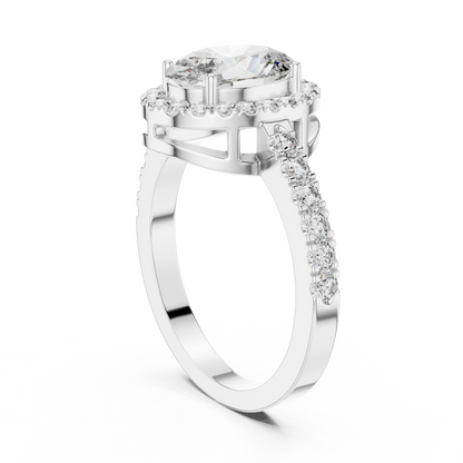 925 Silver Oval Halo Moissanite Engagement Ring 14K Gold Plated