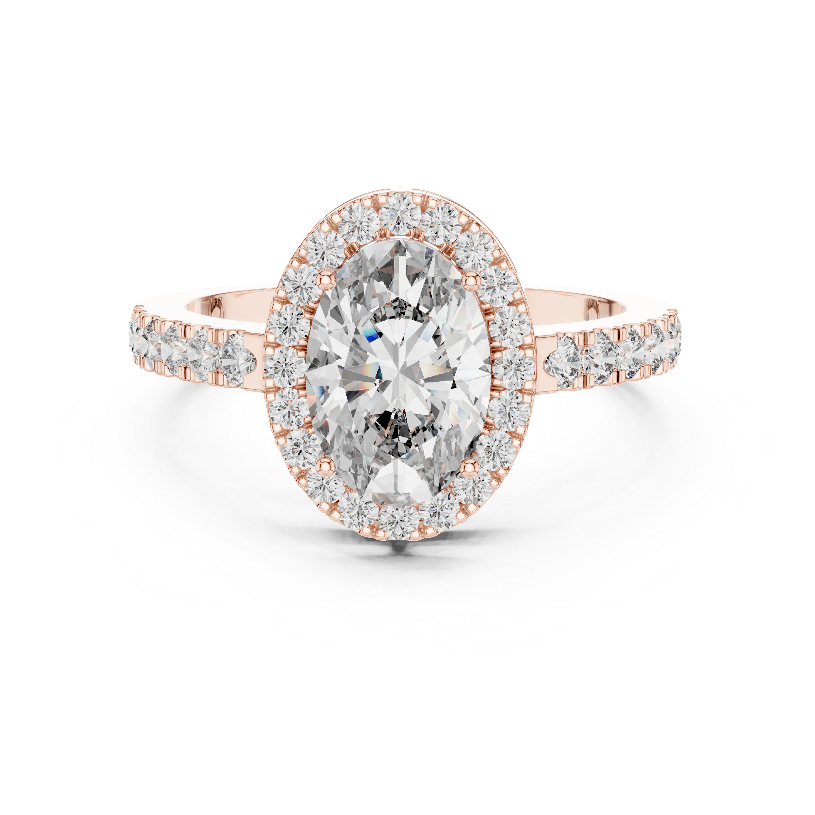 925 Silver Oval Halo Moissanite Engagement Ring 14K Gold Plated