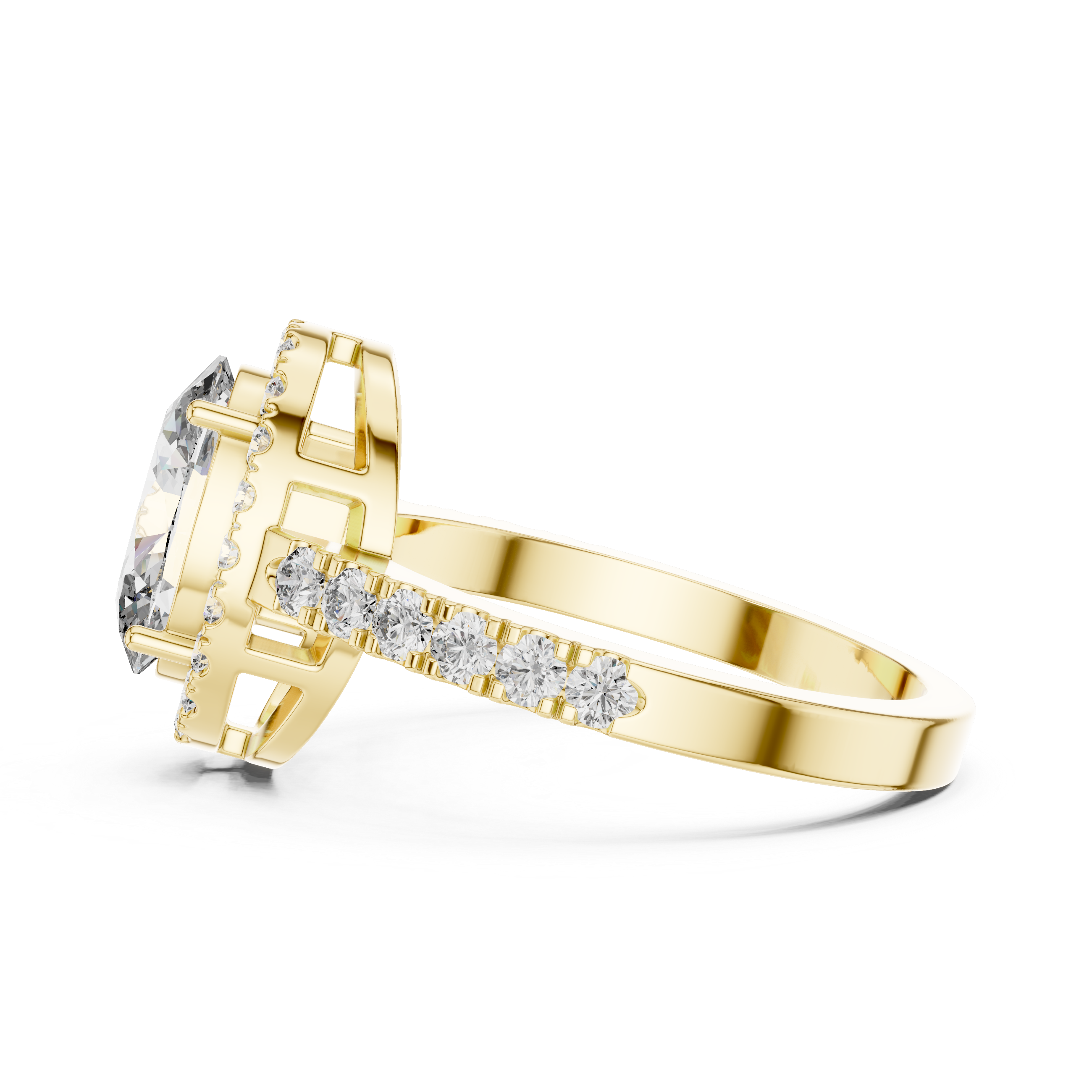 925 Silver Oval Halo Moissanite Engagement Ring 14K Gold Plated