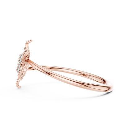 925 Silver Moissanite Twin Flower Openwork Bypass Ring 14K Gold Plated
