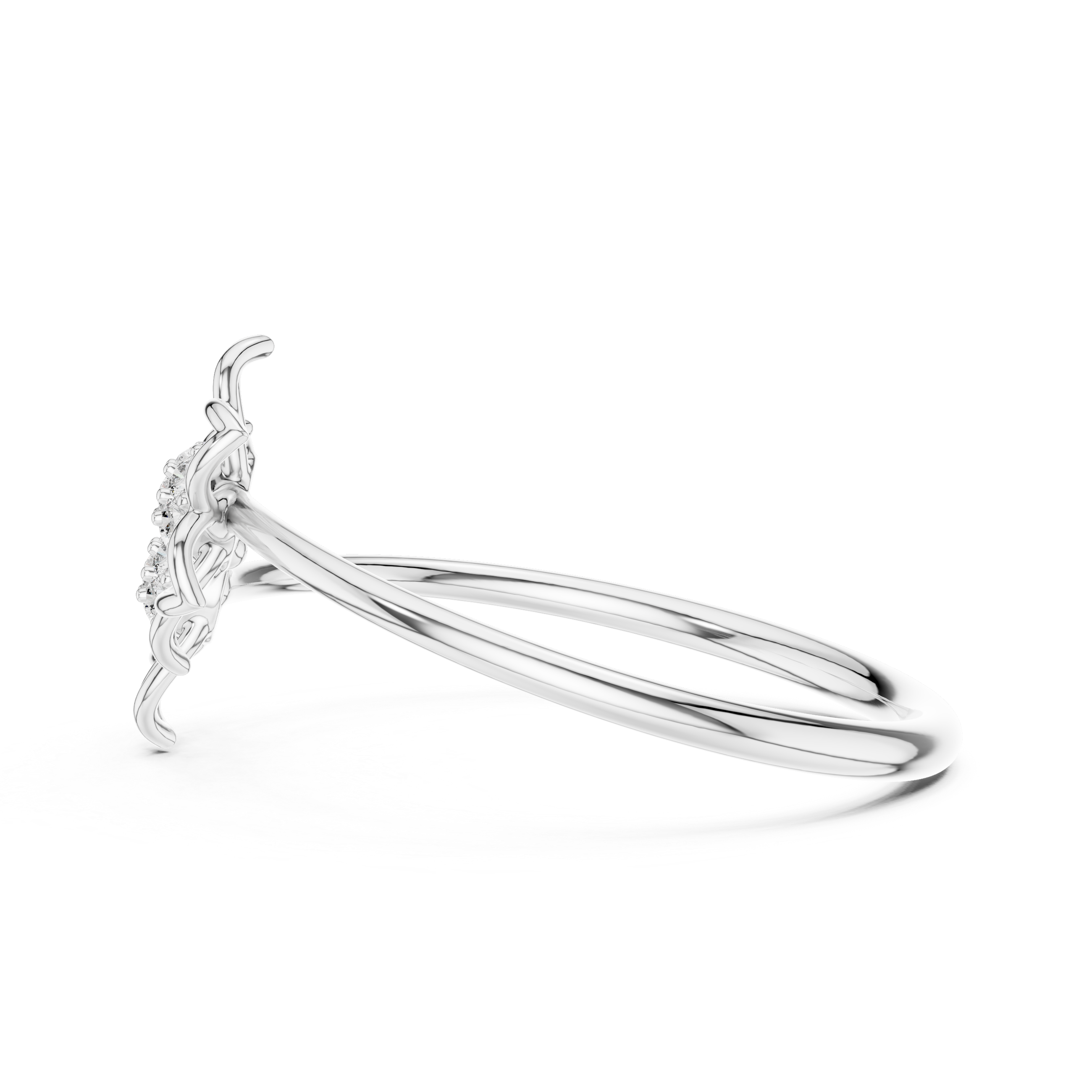 925 Silver Moissanite Twin Flower Openwork Bypass Ring 14K Gold Plated