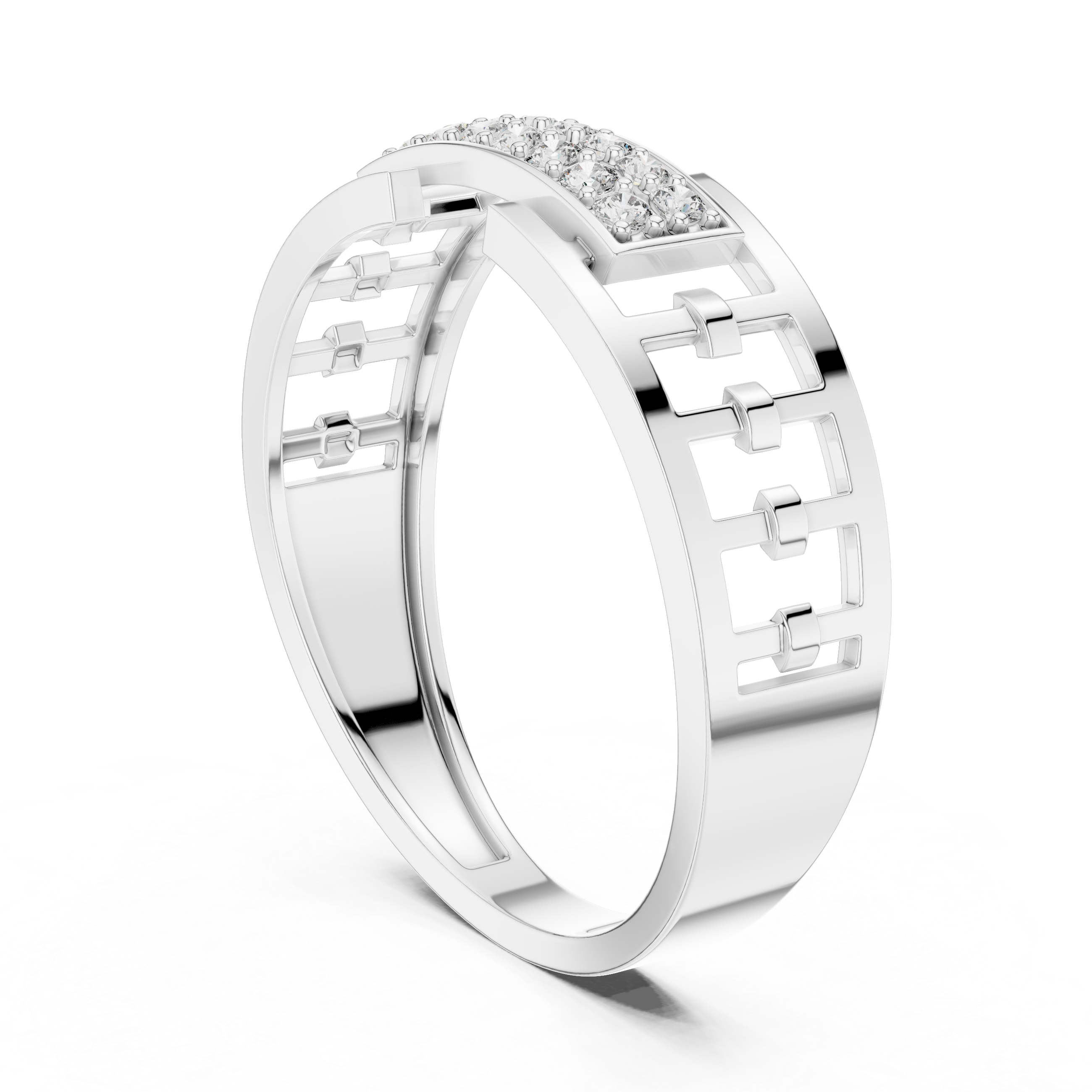 925 Silver Men’s Open Bypass Geometric Moissanite Ring 14k Gold Plated