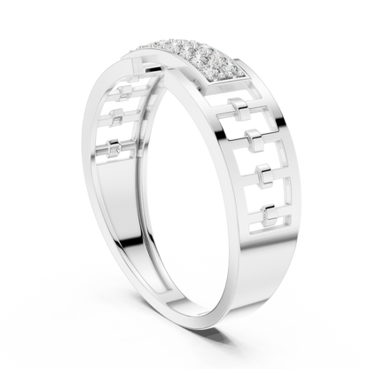 925 Silver Men’s Open Bypass Geometric Moissanite Ring 14k Gold Plated
