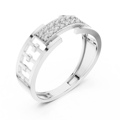 925 Silver Men’s Open Bypass Geometric Moissanite Ring 14k Gold Plated