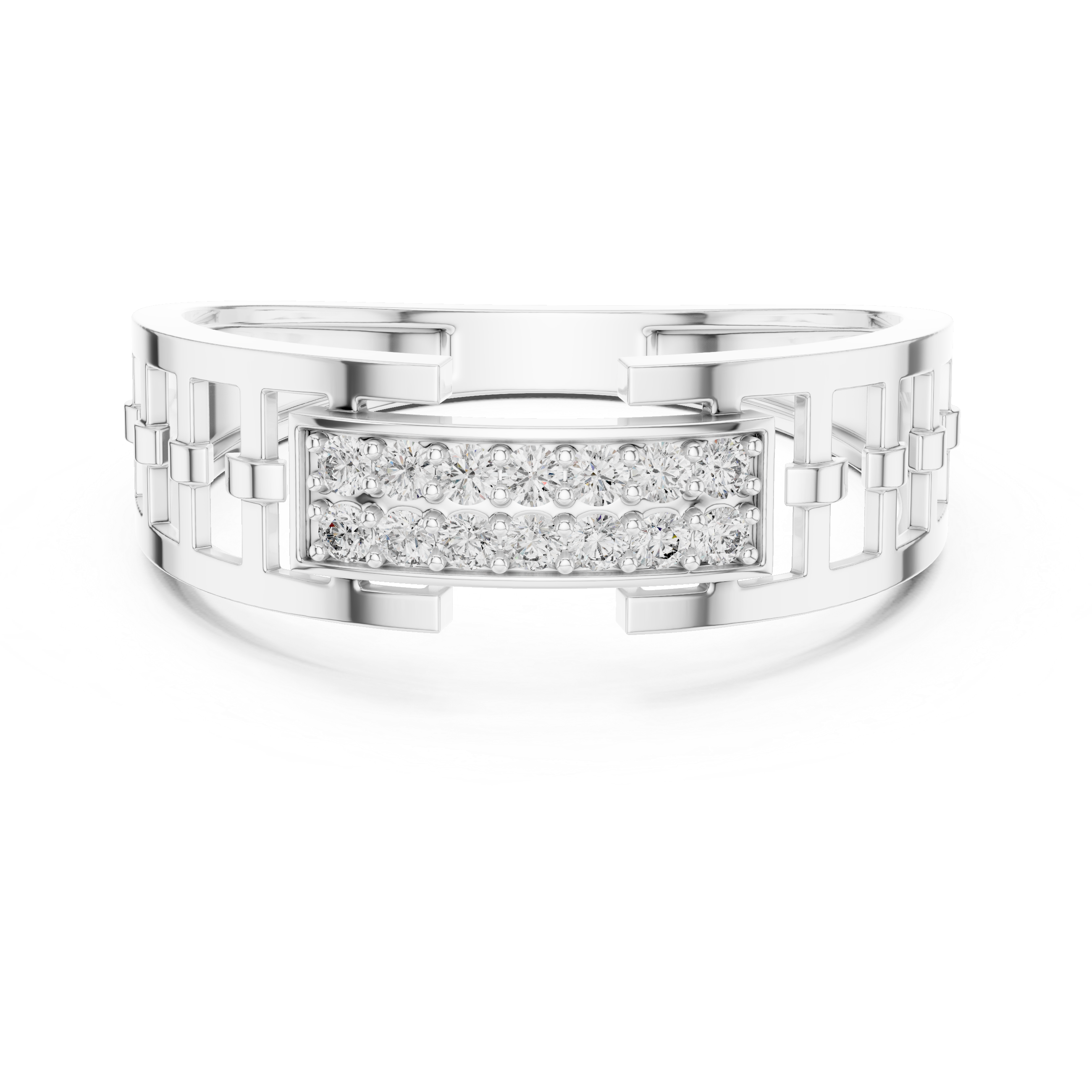 925 Silver Men’s Open Bypass Geometric Moissanite Ring 14k Gold Plated