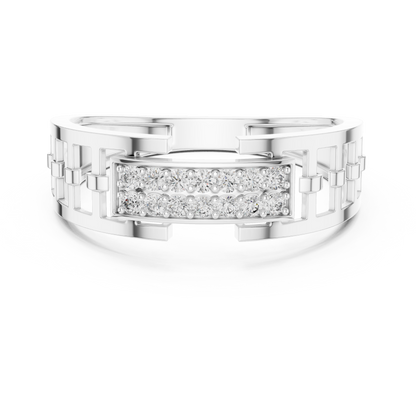 925 Silver Men’s Open Bypass Geometric Moissanite Ring 14k Gold Plated