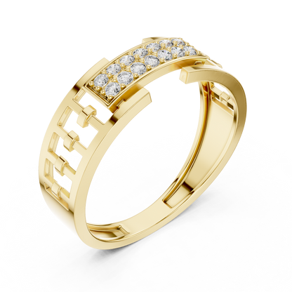 925 Silver Men’s Open Bypass Geometric Moissanite Ring 14k Gold Plated