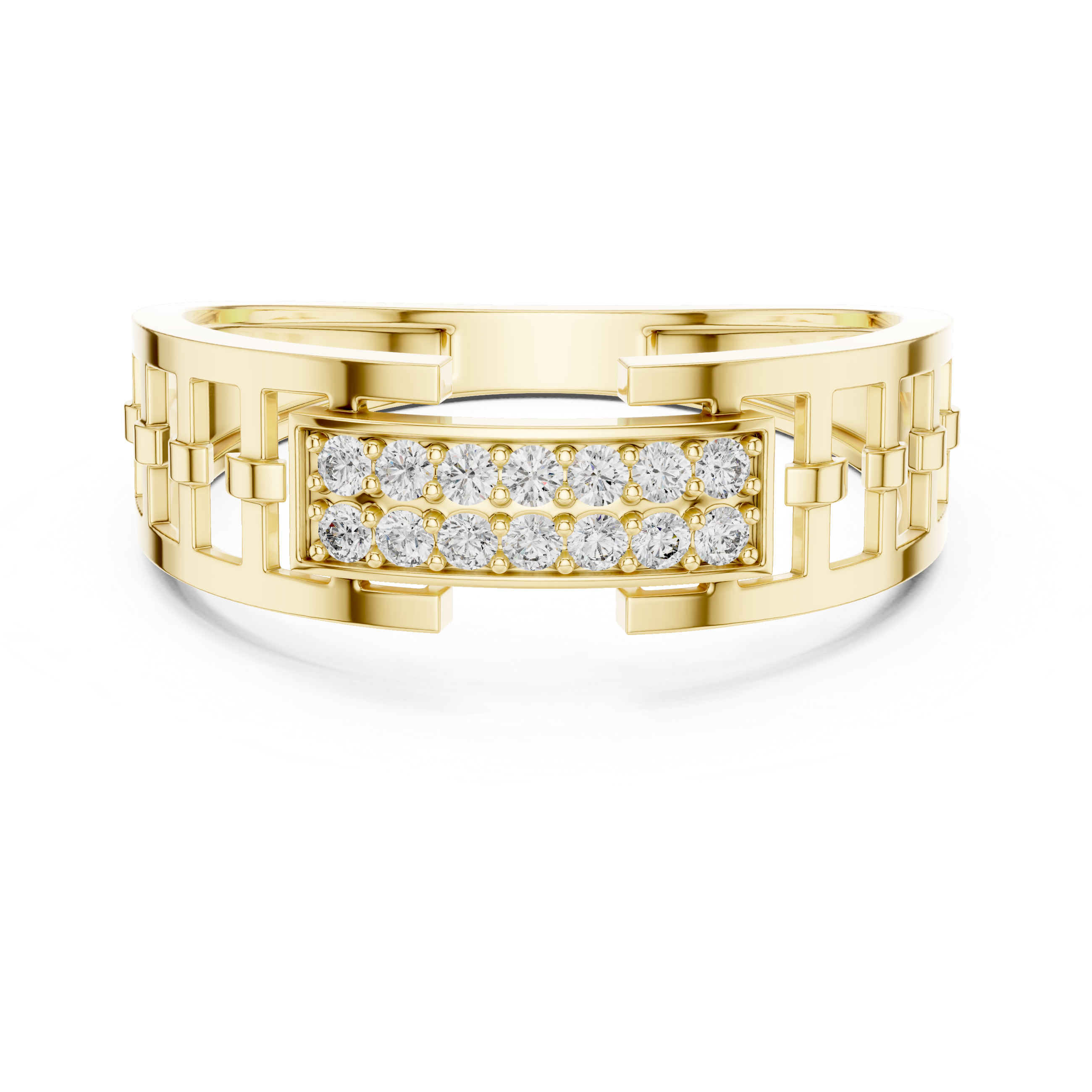925 Silver Men’s Open Bypass Geometric Moissanite Ring 14k Gold Plated