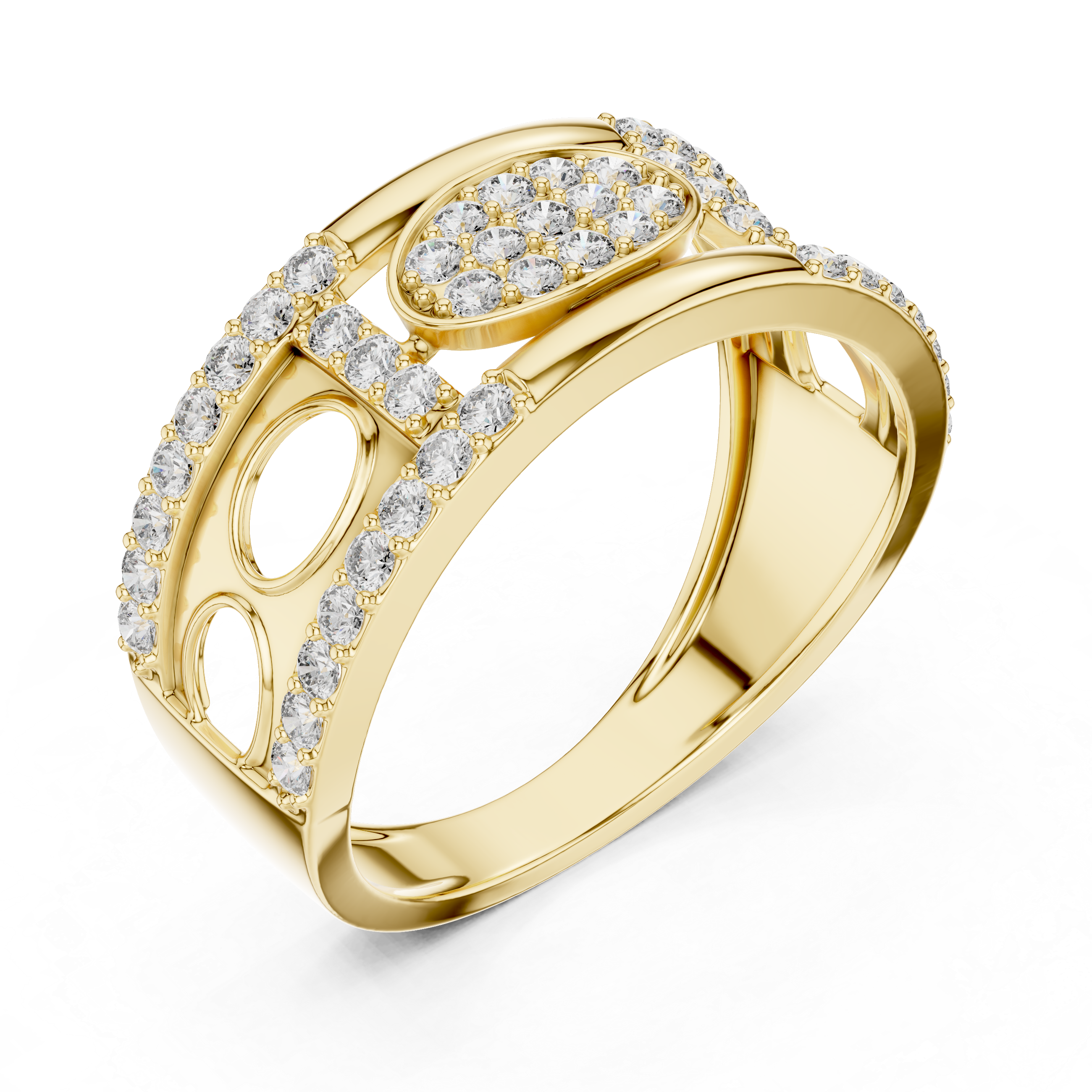 925 Silver Moissanite Oval Cluster Openwork Statement Men’s Ring 14k Gold Plated