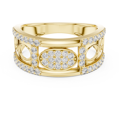 925 Silver Moissanite Oval Cluster Openwork Statement Men’s Ring 14k Gold Plated