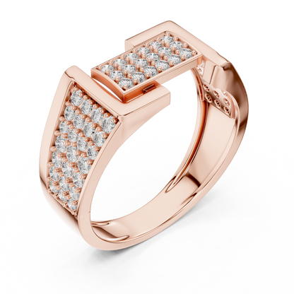 925 Silver Moissanite Geometric Slotted Cluster Statement Band 14k Gold Plated