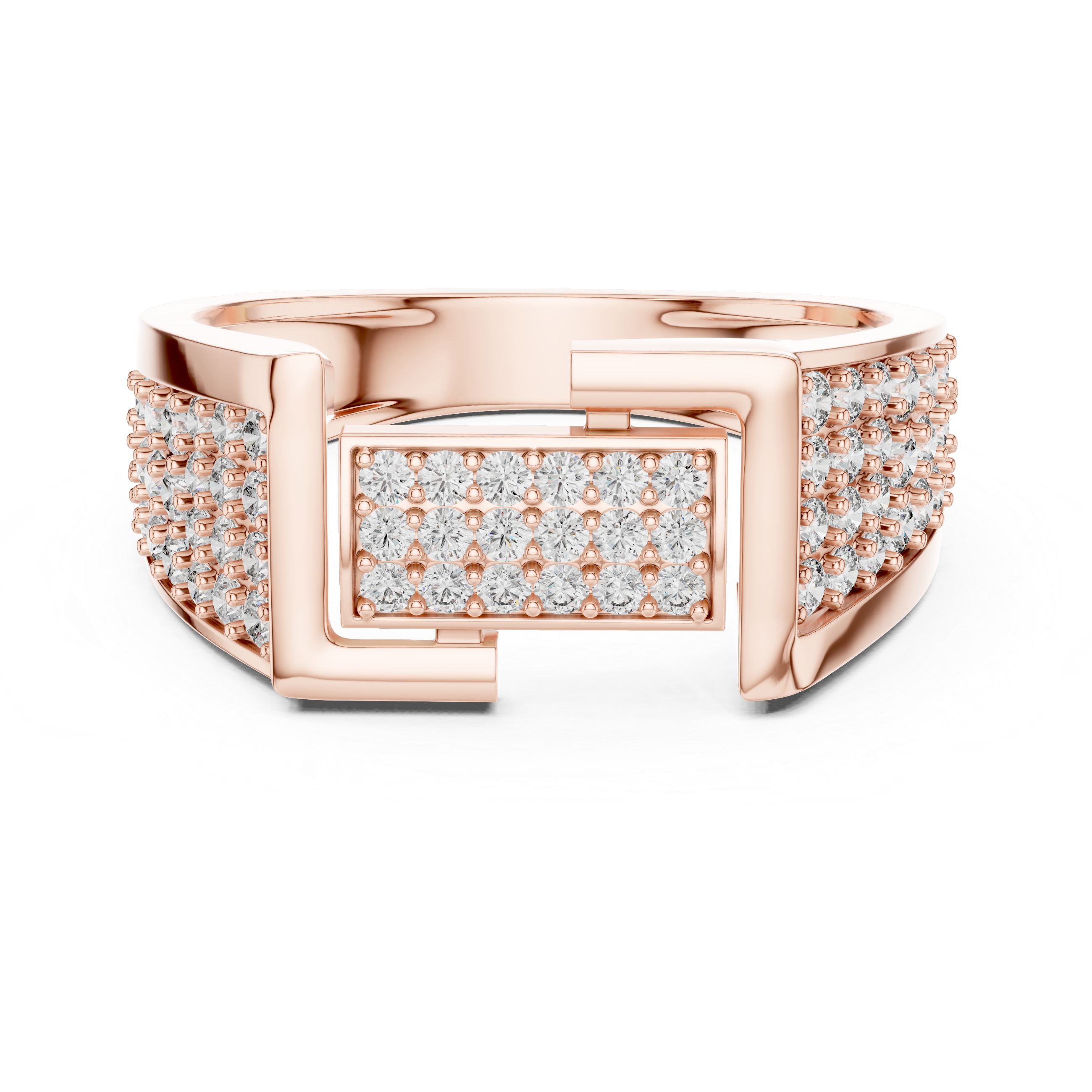 925 Silver Moissanite Geometric Slotted Cluster Statement Band 14k Gold Plated