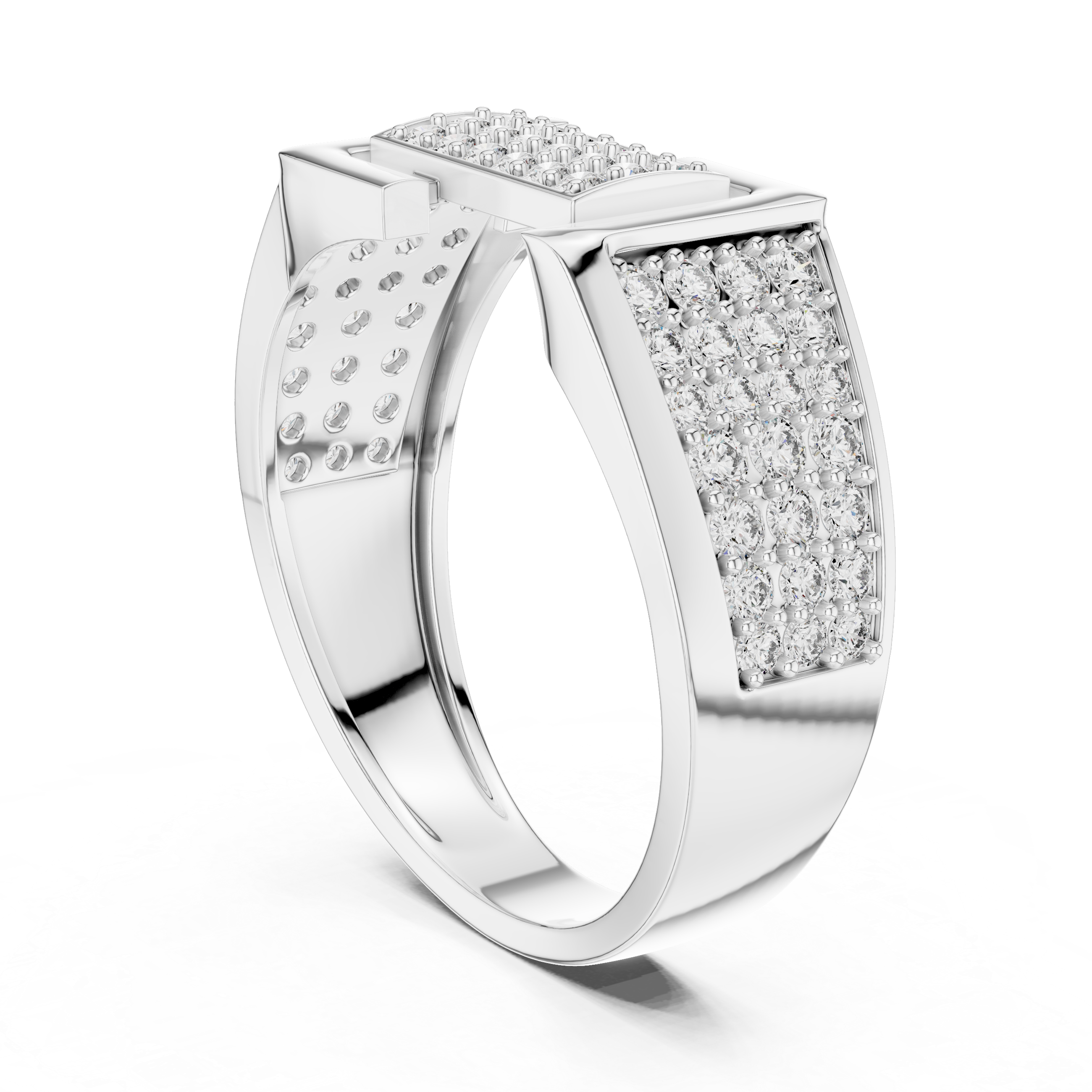 925 Silver Moissanite Geometric Slotted Cluster Statement Band 14k Gold Plated
