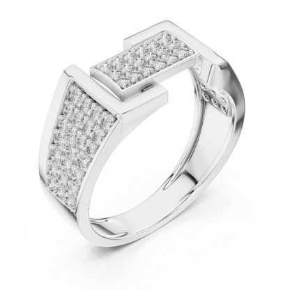 925 Silver Moissanite Geometric Slotted Cluster Statement Band 14k Gold Plated