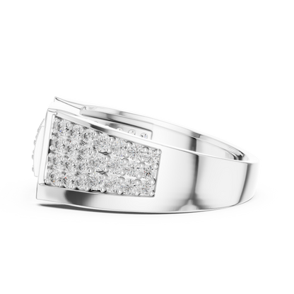 925 Silver Moissanite Geometric Slotted Cluster Statement Band 14k Gold Plated