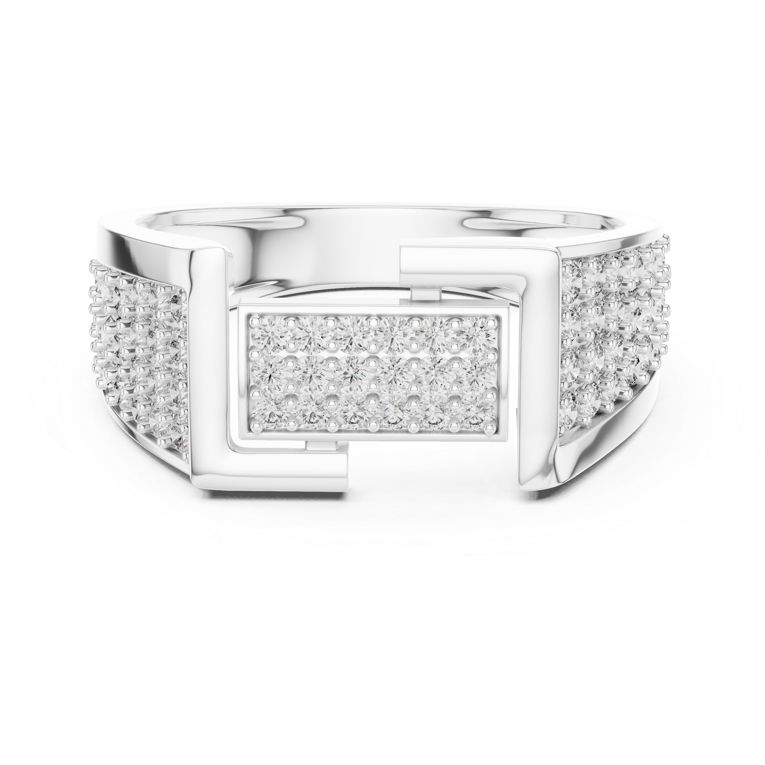 925 Silver Moissanite Geometric Slotted Cluster Statement Band 14k Gold Plated