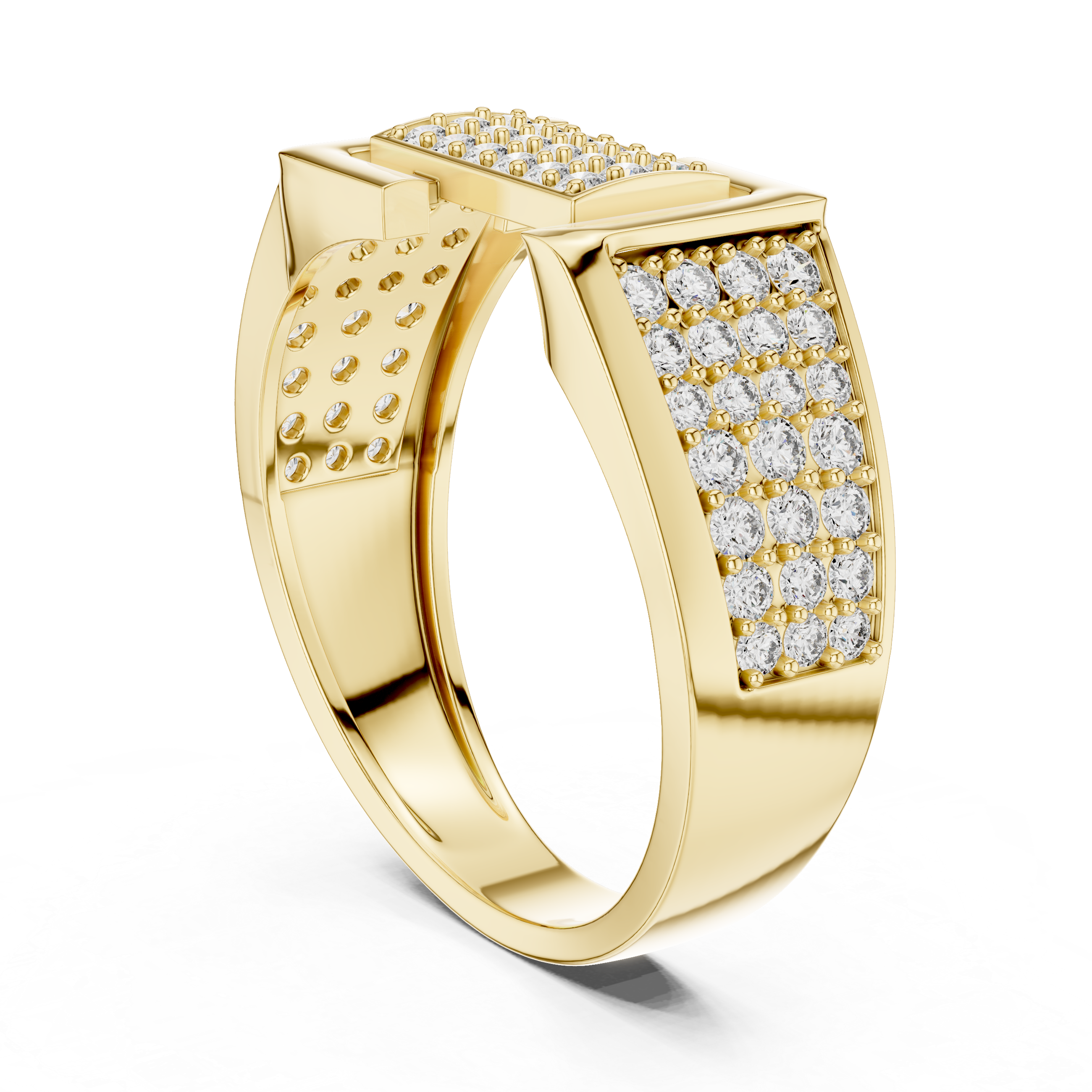 925 Silver Moissanite Geometric Slotted Cluster Statement Band 14k Gold Plated